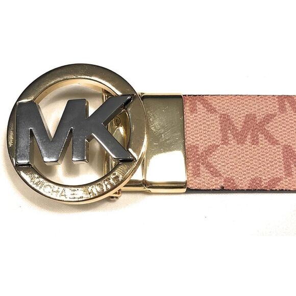 Michael Kors Logo Twist Pink MK/Brown Reversible Belt - Picture 9 of 16